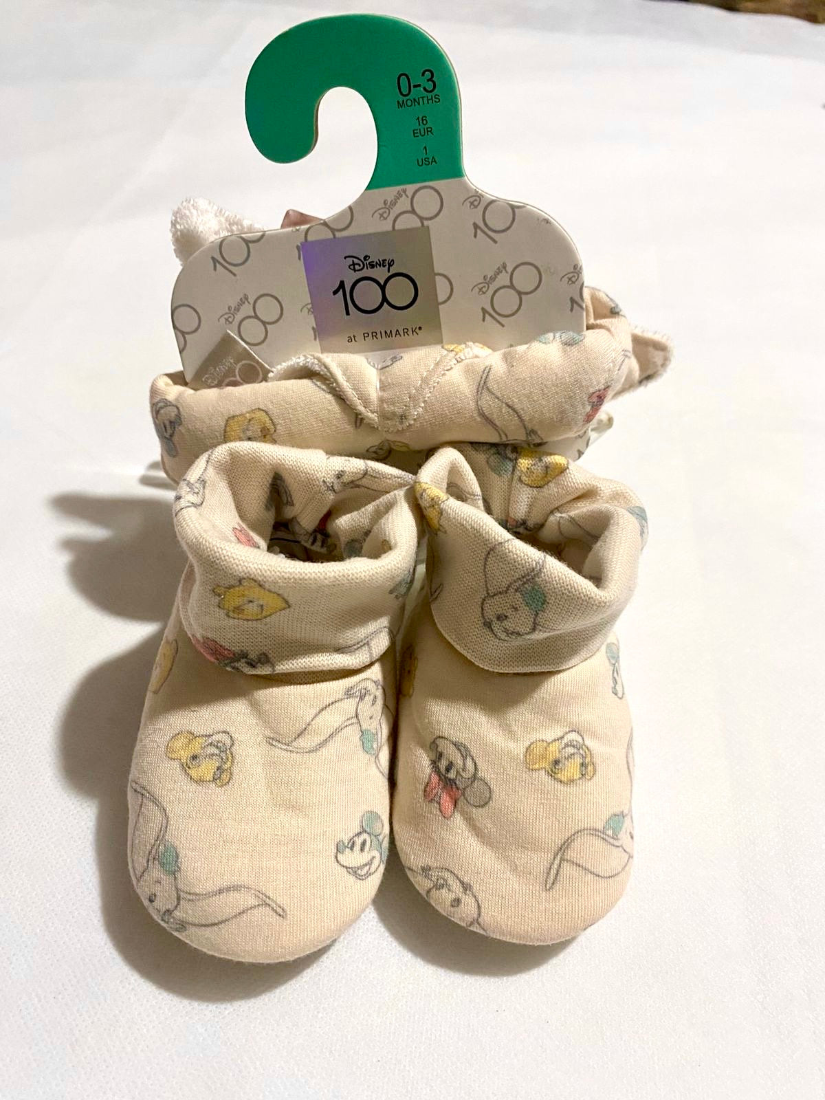 100 years of Disney/Baby Disney character booties with matching Bib