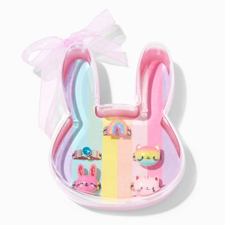 CLAIRE’S rings set/cat,rainbow design rings set