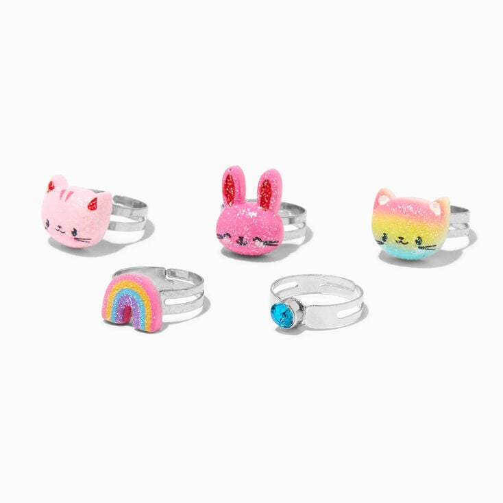 CLAIRE’S rings set/cat,rainbow design rings set